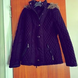 New Look Diamond Quilted Hooded Coat